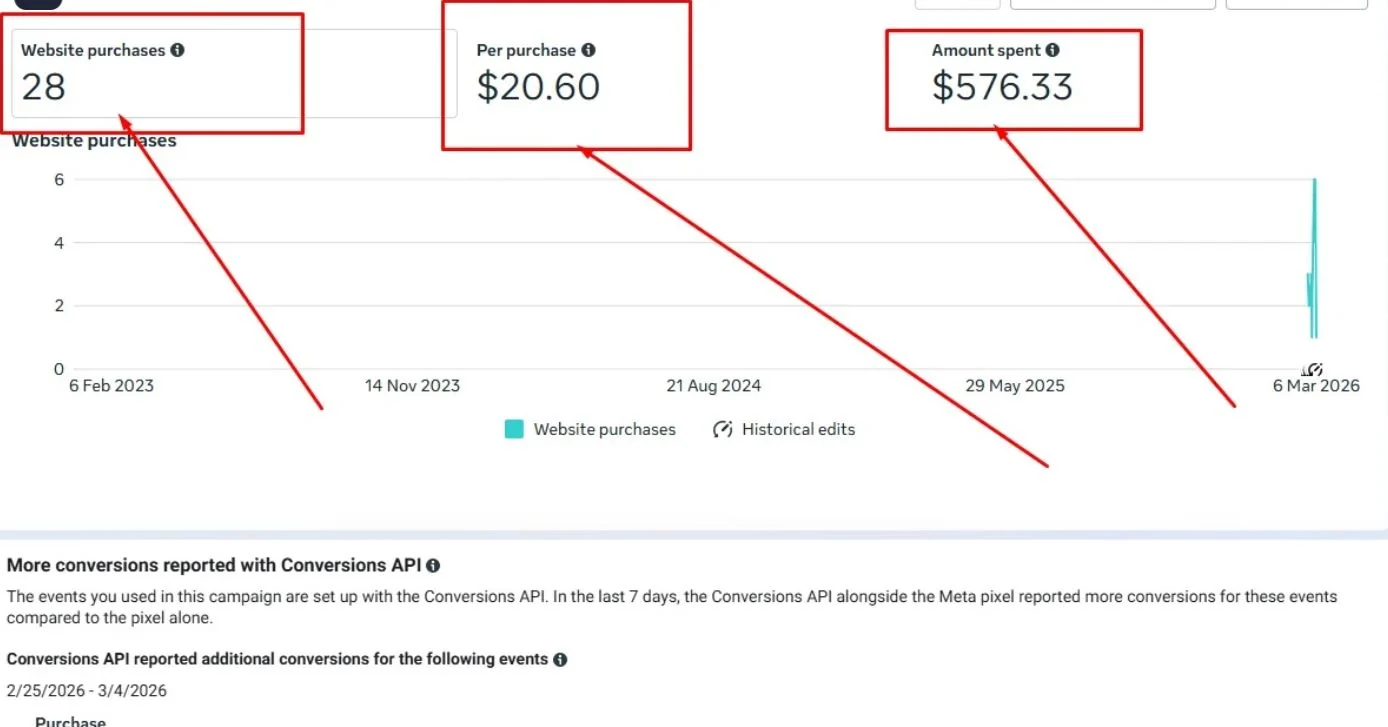 Meta Ads result: $20.60 / sale for Online store